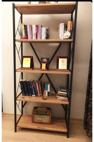 Resim STONE CONCEPT MOBİLYA 5 Raflı Kitaplık Ve Çalışma Masası 2li Set Çam 