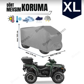 Resim Breen Gri Atv Brandası, XL Beden, Koruma Örtüsü, Güneşten Korur, Su Geçirmez, Dayanıklı 