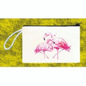 Resim ATEKDER Flamingo Ve Aşk Baskılı Ham Bez Cüzdan 18x12 Cm. 
