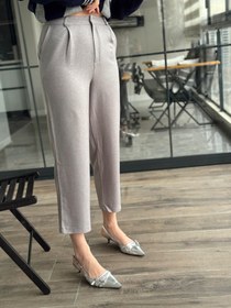 Resim Yünefek Kumaş Fermuarlı Pantolon GRİ - L 