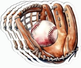 Resim 3 Adet Beyzbol Eldiveni Top Çıkartmalı - Spor Aşığı - Su Şişesi için Çıkartma - Kupa - Bagaj - Tablet - Defter 