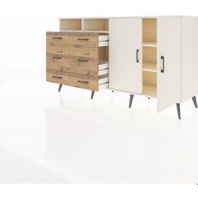 Resim Kronos Konsol 4 Raflı 6 Çekmeceli 2 Kapaklı 176x59x99 Aytaşı-ayta Aytaşı-aytaşı/çam 