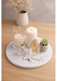 Resim Beyaz Mermer Servis Tabağı 30 Cm Yuvarlak Dekoratif Sunum & Supla 