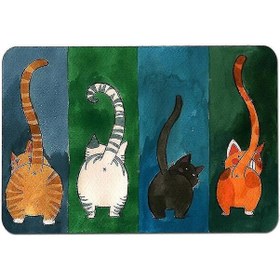 Resim İç Ve Dış Mekan Kullanımı İçin Kedi Desenli Kaymaz Kapı Paspası Büyük Diğer 