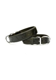 Resim Doggie Comfort Deri Kemik Desenli Köpek Boyun Tasması Large Siyah 