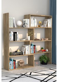 Resim Pisagor Kitaplık Meşe Çam 