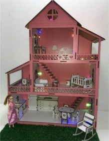 Resim Zeycan Lazer Işıklı Bahçeli Ve Bebek Hediyeli Barbie Oyun Evi 