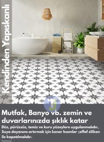 Resim Technojet Kendinden Yapışkanlı Karo PVC Mutfak Banyo Tezgah Kaplama Sticker 6Adet 20cm×20cm 