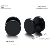 Resim AyçaSilver Dumbel Siyah Halter Çelik Küpe 