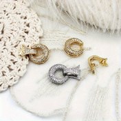Resim DIY Tek Sıra Bilezik Kolye Bağlantı Parçası Bakır Kakma Sentetik Zirkonya DIY Kazak Zinciri Tokası Aksesuarı ile Çanlı Toka 