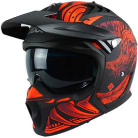 Resim Axxis Motosiklet Kask Hunter SV Oni B5 Matt Red Sport Moduler Motorcu Kaskı Off-Road 