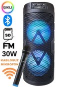 Resim Zineets Işıklı Büyük Boy Party Box Bluetooth Hoparlör Taşınabilir Şarjlı Ses Sistemi Kablosuz Karaoke Mic 
