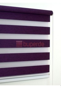 Resim Buperde Mor Mürdüm Bambu Zebra Stor Perde 