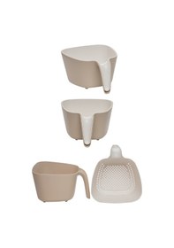Resim Porsima G-575 2 Parça Çok Amaçlı Plastik Süzgeç Bej Beyaz 