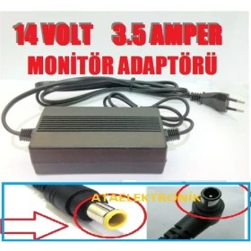 Resim Ata Elektronik 14V 3.5A Lg Samsung Uyumlu Monitör Syncmaster S22C300H P2770 SA350 UE590 S27D360H UN22F5000AF S27B350H S27E390H Adaptörü - Iğne Uçlu 