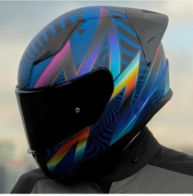 Resim Siyah Vizörlü + Yarış Spoiler + Ls2 Rapid 2 Optik Race Kapalı Motosiklet Kaskı Mavi - Mor 