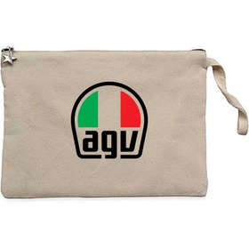 Resim Agv Logo Krem Clutch Astarlı Cüzdan / El Çantası - Krem 