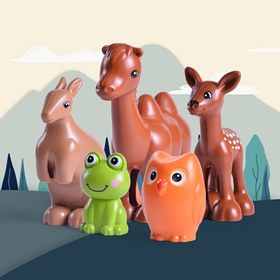 Resim 5 Adet Büyük Hayvan İnşaat Blokları Seti - Gençler İçin Toksik Olmayan ABS Eğitici Oyun Seti, Fil, Fok, Panda ve Daha Fazlası ile 