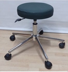 Resim Hekim Taburesi Döner Tablalı Tabure Koyu Yeşil Suni Deri 