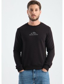 Resim Shooter Sportwear Ribey Tekstil İth.ihr.san.tic.ltd.şti Erkek Üç İplik Sweatshirt Şardonsuz Pamuklu Regular Fit Bisiklet Yaka Spor Sweat siyah 
