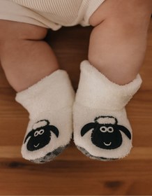 Resim Kiçi Kuzu Desenli Peluş Bebek Pandufu Kaydrımaz Alt Taban Yumuşak Tabanlı 