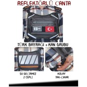 Resim Reflektörlü Gögüs Çantası Kan Grubu B- Türk Bayrağı Su Geçirmez Gri 