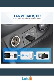Resim Letsii Bluetooth 5.4 Wi Fi 6 Android Car Play Adaptörü 