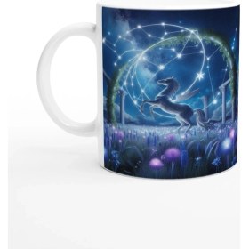 Resim Yay Burcu Baskılı Kahve Kupası - Ay Işığında Zodyak Bahçesi Vs1 