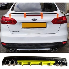 Resim Ford Focus Mk3 Sarı Difüzör Çiftli Yuvarlak Egzoz Görünümlü D Tip Difizör 