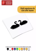 Resim Genel Markalar Kuğu Çifti Sticker Oto Motor Laptop Duvar Folyo Sticker 30x15 cm 