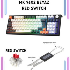 Resim Mkp98-10 Farklı Rainbow-mekanik Gaming Klavye-beyaz Red Swıch Bar Kombinasyon 