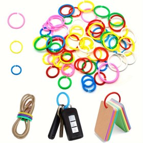 Resim 50 Adet Plastik Bağlama Halkaları Plastik Gevşek Yaprak Halkaları Çok Renkli Plastik Kitap Halkaları Kartlar, Belge Yığınları ve Örnekler için Esnek, Okul, Ev veya Ofis Kullanımı İçin 