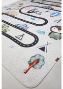 Resim Araba Yolu 120x160 cm Oyun Matı Bebek Ve Çocuk Halısı Gri 