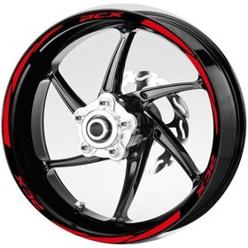 Resim Kırmızı Pcx Yazılı 3 Parçalı Reflektif Kırmızı Jant Şeridi 
