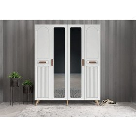 Resim Zenon Membran 4 Kapaklı Portmanto Montaj Dahil Meşe Beyaz 160 Cm 