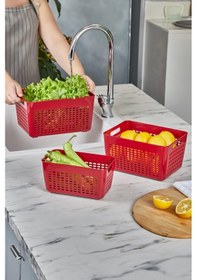 Resim Selka Home 3'lü 7 Lt Lavin Süzgeç Bordo 