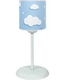 Resim Şenay Aydınlatma Çocuk Odası Silindir Kumaş Abajur-Mavi Bulut 