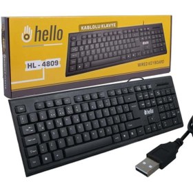 Resim AyrStore Hello Hl-4809 Siyah Usb Kablolu Standart Türkçe Q Klavye 