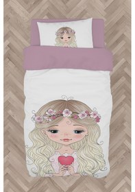 Resim Mekta Home Bebek Ve Çocuk Odası Kalp Tutan Prenses Kız Desenli Nevresim Takımı 