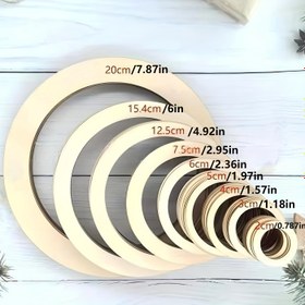 Resim DIY El İşleri için Çok Boyutlu Doğal Ahşap Dairesel Halkalar - Boyama, Ev Dekorasyonu, Parti Duvar Sanatı & Tatil Süslemeleri için Bitmemiş Ahşap Hooplar (12.7-19.81 cm), Dekoratif Asılı Süsler, Basit Temiz Tasarım, Pürüzsüz Dokusu 