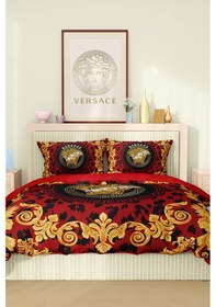 Resim Marka Nevresim Takımı Çift Kişilik Pamuklu Saten Kumaş 6 Parça 3d Dijital Baskı Duvet Cover Set Model No:115 Renkli 