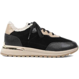 Resim Celal Gültekin Kadın Siyah Vizon Bağcıklı Süet Deri Sneaker 