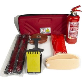 Resim Eva Çantalı Trafik İlkyardım Seti yangın Tüpü Dolu İçerik 9 Parça 