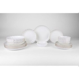 Resim Kütahya Porselen Bone Luz Yemek Takımı Altın 24 Parça 6 Kişilik 