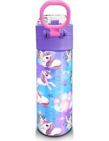 Resim Coral High Kids Mor Pembe Unicorn Deniz Kızı Desenli Pipetli Ve Direkt İçim Çelik Termos 500 Ml 31982 Mor - Pembe 