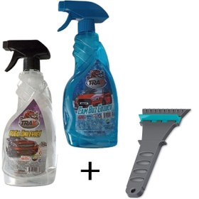 Resim Elioure Oto Cam Buz Çözücü Sprey (500ml) + Araç Buğu Önleyici (500ml) + Araba Buz Kazıyıcı Oto 3’lü Kış Set 