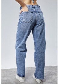 Resim Cedy Denım Yüksek Kalite Kadın Palazzo Yüksek Bel Cotton Jean Pantolon 