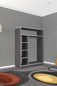 Resim Kenzlife Giysi Dolabı Necmettin 150*120*40 Gri Gardırop 
