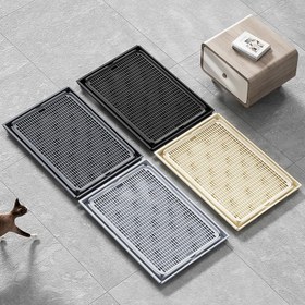 Resim 4 Renk Seçeneği - Dayanıklı Plastik, Temizlemesi Kolay, Kum Filtresi ile Çift Katmanlı Kedi Kumu Matı, Kum Toplanması Önler, Tüm Kedi Kumu Kutuları İçin Uygun, Evcil Hayvan Kumu Kutusu Lineri 