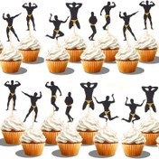 Resim 24 Adet Erkek Dansçı Cupcake Süsleri - Eğlenceli Bekarlığa Veda Partisi Dekorasyonları Kaslı Erkek Siluetleriyle, Düğünler, Gelin Duşları ve Kutlamalar için Ahşap Çubuklar, Gelin Duşu Malzemeleri | Kaslı Figür Teması | Dayanıklı Parti Seçenekleri, Düğün Süslemeleri 